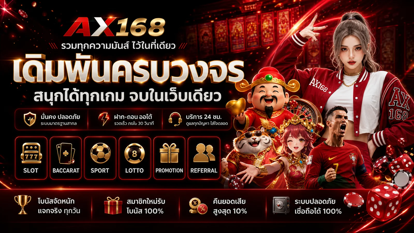 AX168 รวมสล็อต คาสิโน กีฬา และผลรางวัล